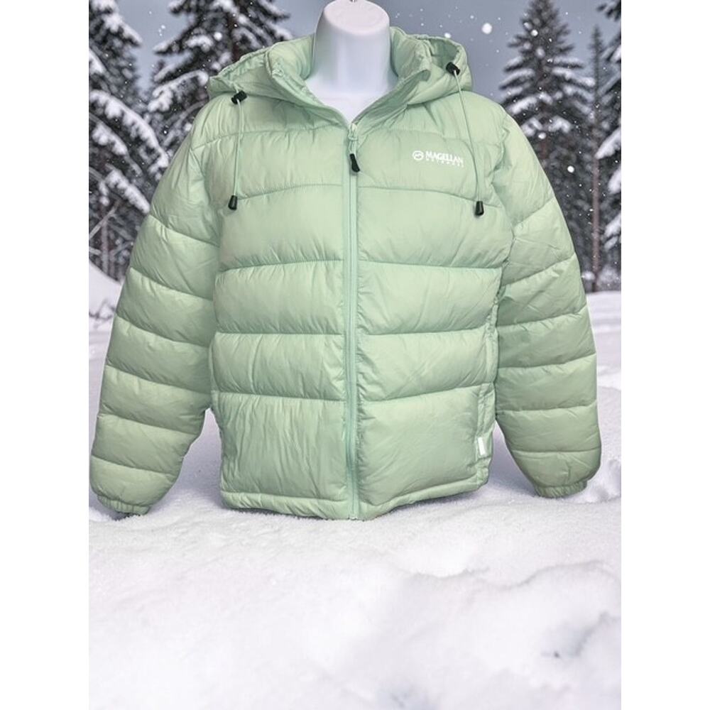 Magellan Outdoors Womens XL Lost Pine Crop Puffer Jacket Jade Green Classic Coat - Picture 2 of 10